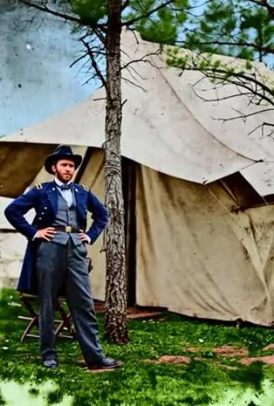 Ulysses S. Grant, commanding General Union army and18th U.S. President colorized and brought to life with Grok imagine.