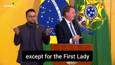 Brazilian president Jair Bolsonaro sharing a bit too much during a speech