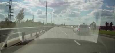 A stalled car and it&rsquo;s driver get destroyed