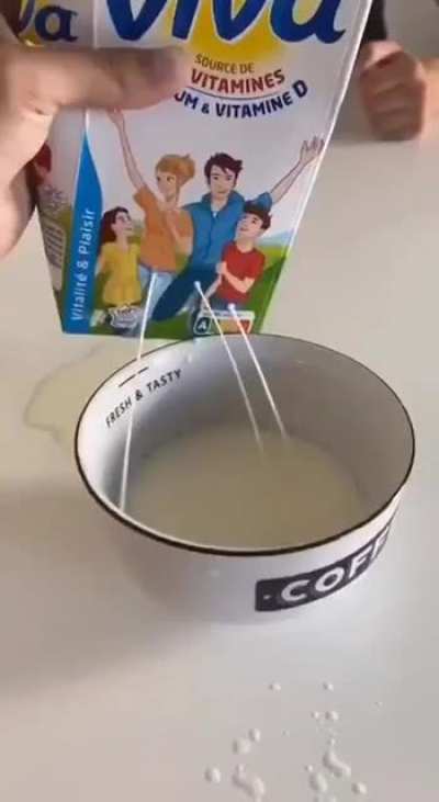 Clever way to pour milk.