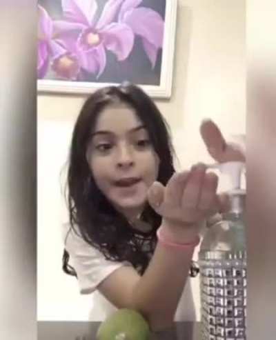 Hand sanitizer in girl's eye