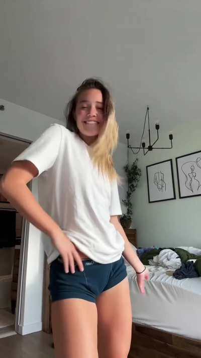 dancing in her PJs
