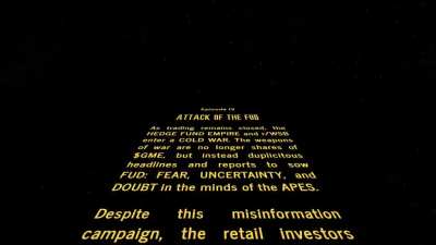 STONK WARS, EPISODE IV: ATTACK OF THE FUD &mdash; I'LL TRY HOLDING, THAT'S A GOOD TRICK &mdash; RIDE THE $GME 🚀 ALL THE WAY TO CORUSCANT