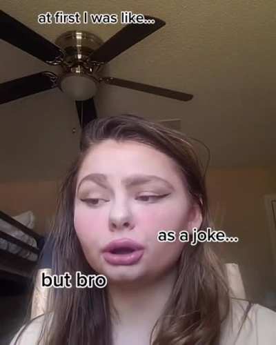 Where is her chin at.