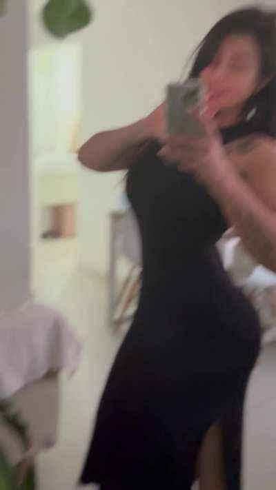 caught in this slit dress, my ass and chest are impossible to ignore
