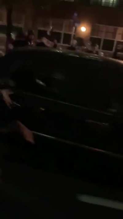 [Brooklyn, NY] After blocking off all exits from the area NYPD then issues a dispersal order via their LRAD. This vehicle was attempting to leave the area when it was surrounded by NYPD officers who then violentl broke out the windows with their batons, t