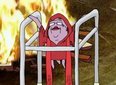 In the episode "Chalky Trouble", what did Granny say in this clip. I know it's mock Latin, but what is she actually saying?