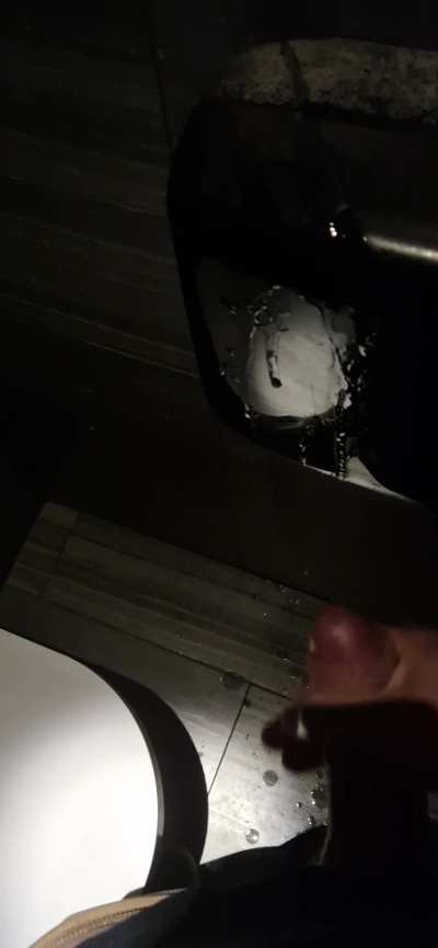 (38) Absolutely hosing down a mall bathroom stall