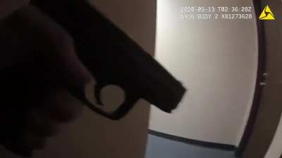 Door Shuts, Scares Cop Who Then Shoots Innocent Unarmed Man Through Door.