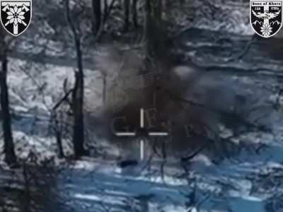 Drones from the Unmanned Systems Battalion "Sons Of Khors" of the 128th Mountain Assault Brigade eliminated Russian infantry. Published February 1, 2026