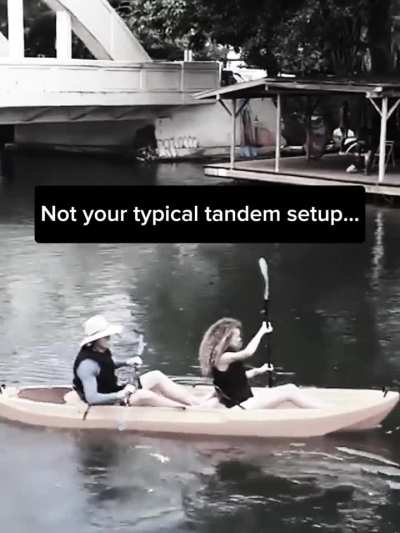 We built a 2-person kayak where one person paddles and the other rows &mdash; face to face