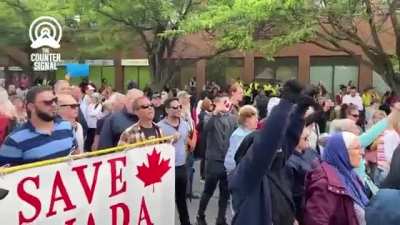 Muslims and Christians unite on the streets of Ottawa, trampling various Pride flags while chanting "Leave our kids alone"