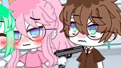I don&rsquo;t get this, why is she even pointing the gun at him?- He just wanted to make sure the green haired one was safe