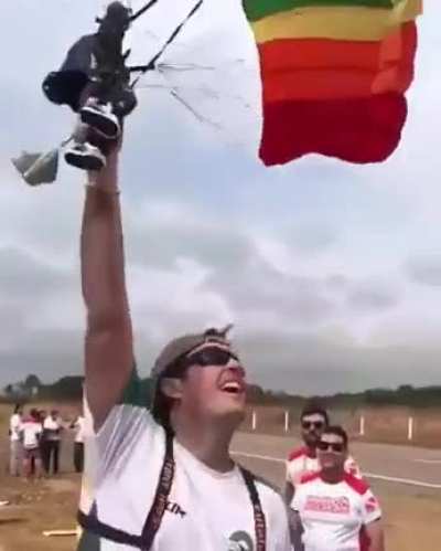 Parachute landing almost hit the tent