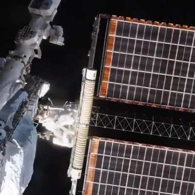 An amazing timelapse of NASA astronaut Shane Kimbrough and Thomas Pesquet of ESA working on installing the International Space Station's new roll-out solar arrays. Credit: ESA/NASA⠀