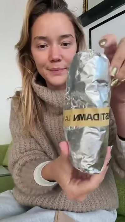 Olivia Ponton with a breakfast burrito - Snapchat - November 13, 2025