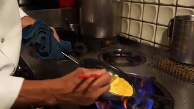 Japanese Chef cooking Omurice, the world hardest omelette to prepare. (Wait till the end).