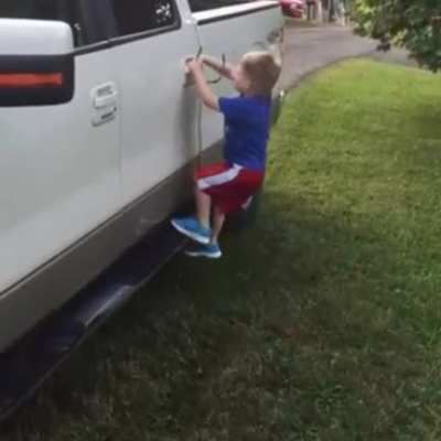 to get in the truck