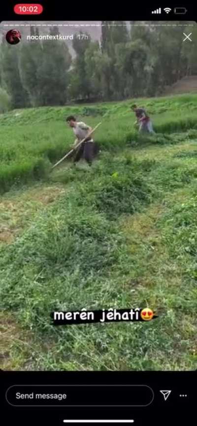 Does anyone know the name of the thing they&rsquo;re using to cut the grass? In Kurmanji and in Turkish if anyone knows as well please