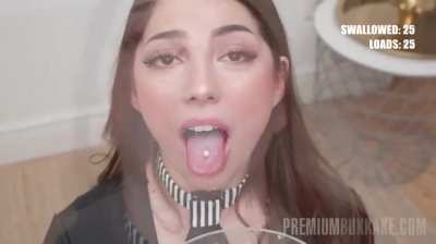 She makes sure that the cum hits all the tase buds