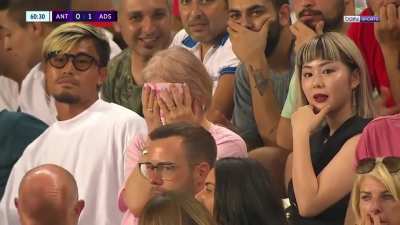 Player&rsquo;s family when he gets red-carded right after being subbed in
