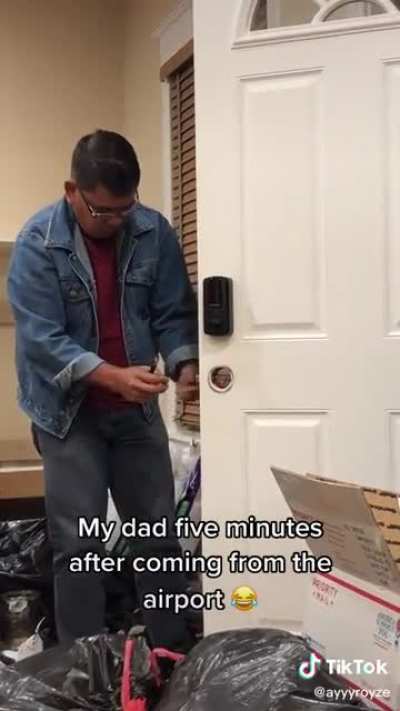 Dad comes home from the airport
