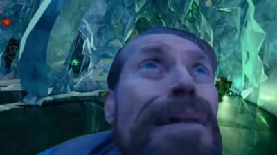 Me, a Gunner, following Molly blindly to the drop pod and watching her start climbing to a supply pod hole.