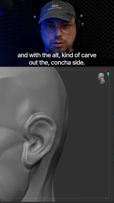 Starting with the contour, we define the helix and then carve into the concha. But that's just a small part of it &ndash; watch our full ear sculpting video on YouTube