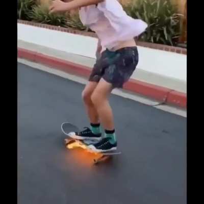 Riding a burning skateboard