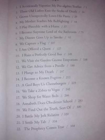 So was about to read the first Percy Jackson book and then I saw the contents