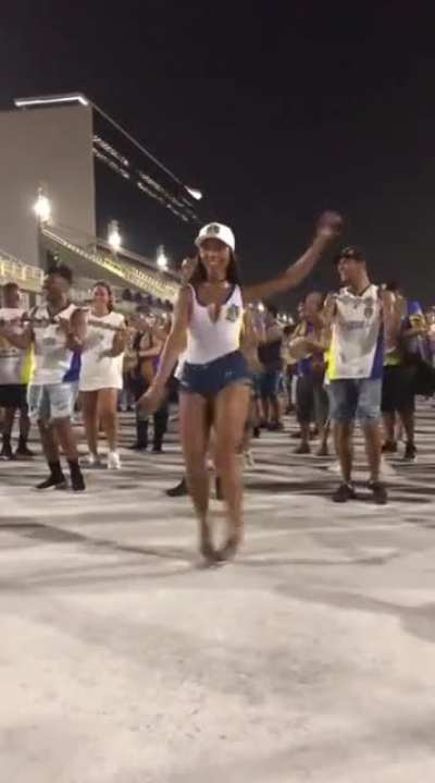 Brazilian dancer in sync with every beat during rehearsal for the 