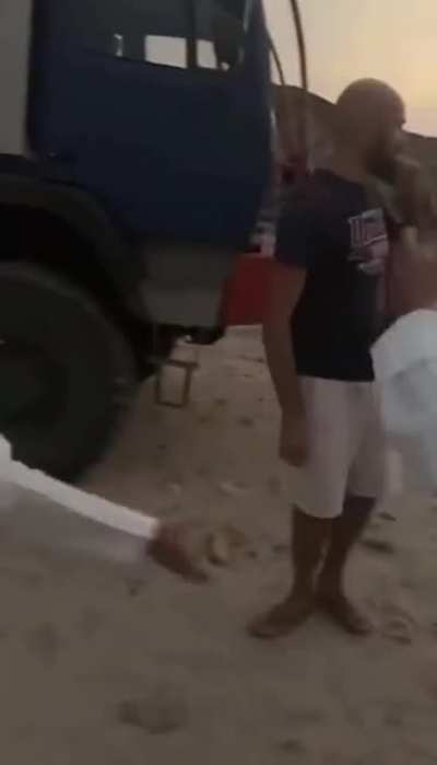 Video of Saudis who don&rsquo;t speak English trying to warn German tourists to stay wary of dangerous flash flood current in the area