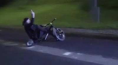 Riding past a speed camera.