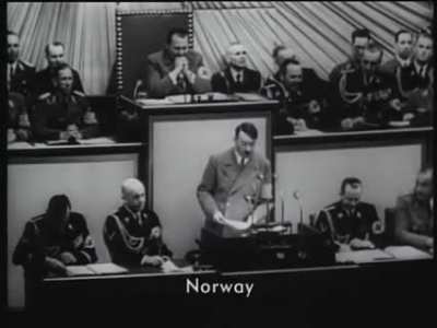 Hitler making meme out of Roosevelt's letter. 1938