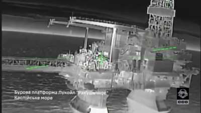Ukrainian SOF struck two drilling platforms, Caspian Sea operated Lukoil russian company during night April 10 2026