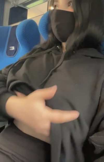 A lot of boobs in the train