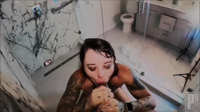 Black Cock Cumming in her pretty white mouth