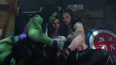 Captain Carter, She-hulk & Futa Black widow (Amazonium) [Marvel]