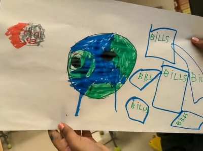 Incredible artwork and audio commentary from a 2nd grader about her free draw.