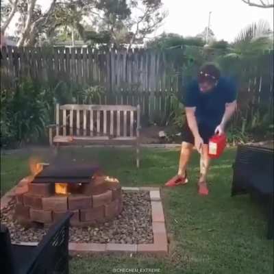 Pouring Diesel onto a fire