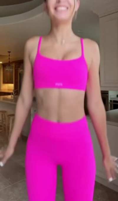 Jumping in pink