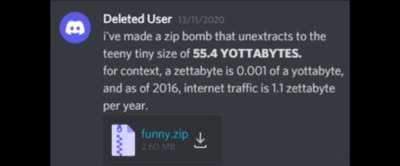 Deleted User, deployer of zip bombs