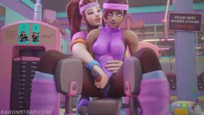 Sombra gets a workout in Brigitte s gym (Baronstrap) [Overwatch]