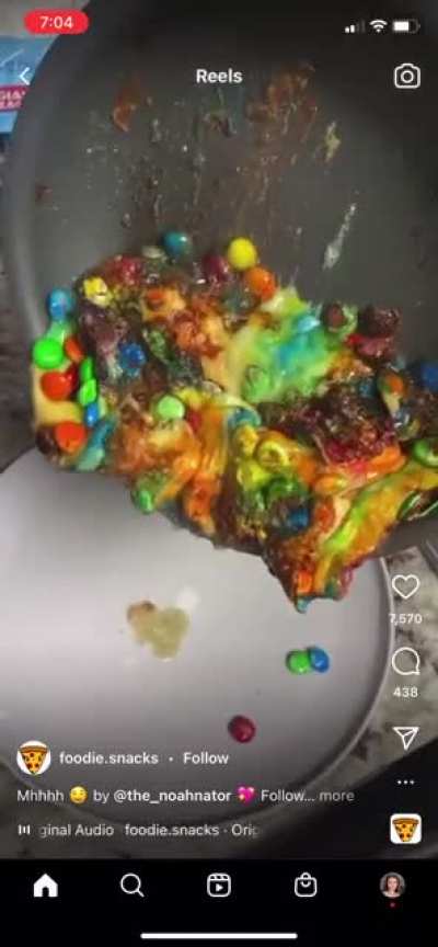 M&amp;amp;m omelette-type-thing that&rsquo;s just m&amp;amp;m&rsquo;s and cheese. Wow. Yummy
