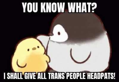 You all deserve it! Whether or not you think your "Trans Enough" or if you don't have Dysphoria. You deserve headpats and reminders that you are valid!