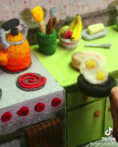 Breakfast animation with wool