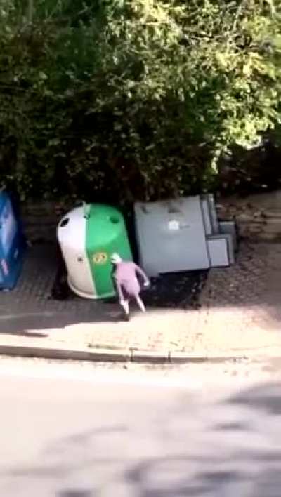 Kicking trashcan for no reason