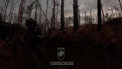 Scouts of the 12th Special Purpose Brigade "Azov" raid Russian positions in the Kreminna forest. Published February 27th, 2024.