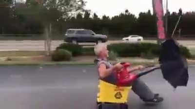 This guy had the cheapest transportation.