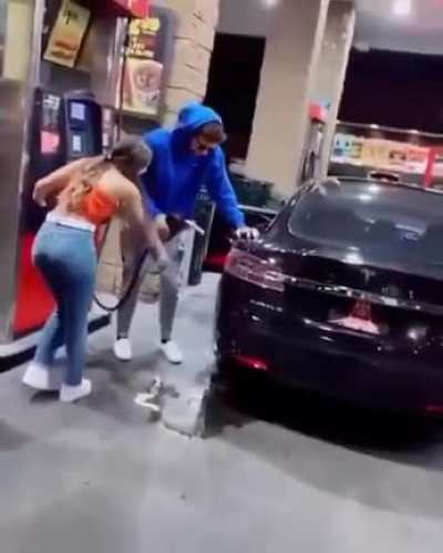 Driving drunk? Also, that's a Tesla...